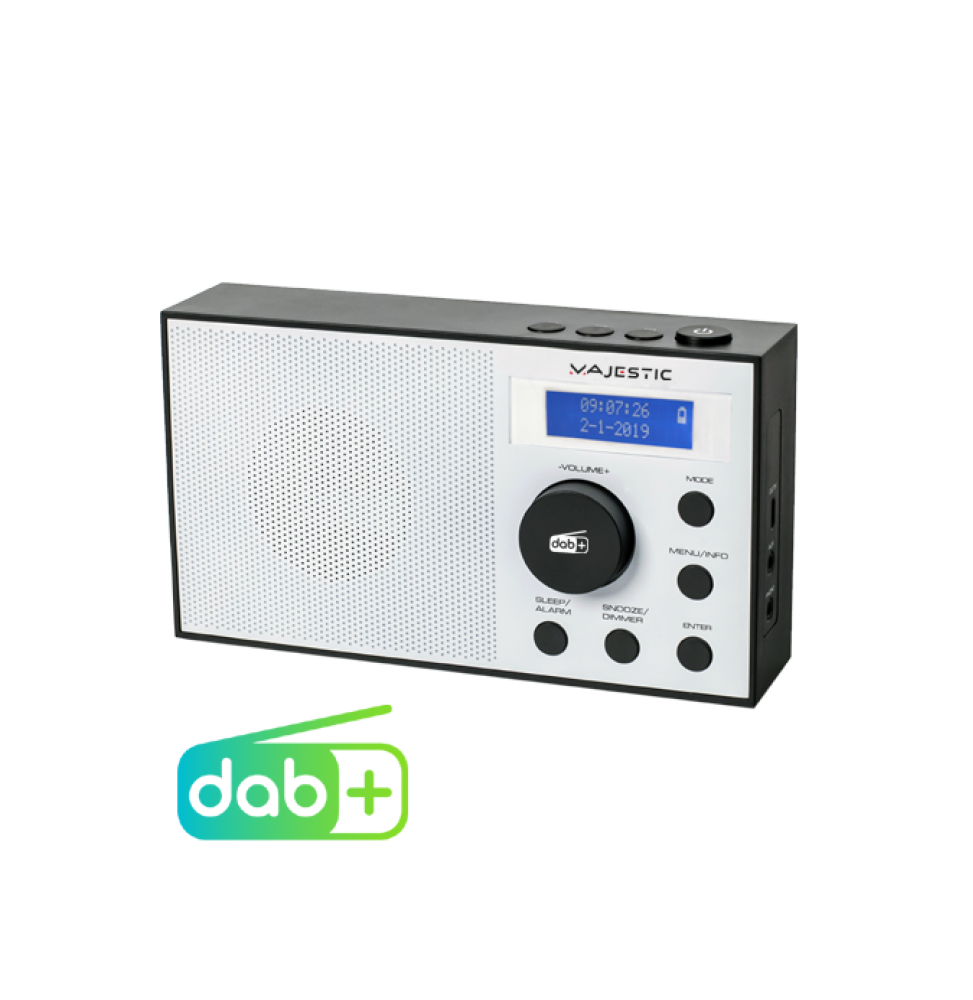 Radio Portatile DAB FM Digitale Display LCD Bianco New Majestic 109193 RT-193DAB
