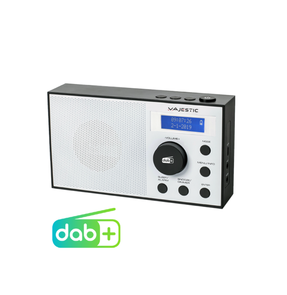 Radio Portatile DAB FM Digitale Display LCD Bianco New Majestic 109193 RT-193DAB Radio Portatile DAB FM Digitale Display LCD Bianco New Majestic 109193 RT-193DAB