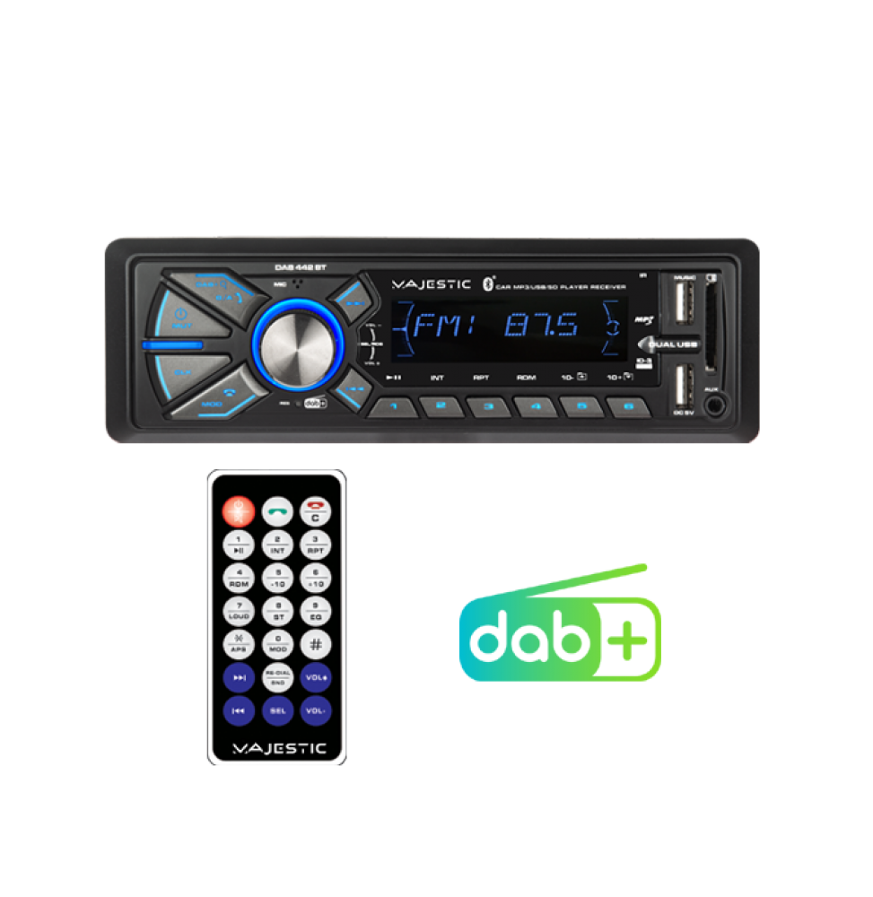 Autoradio Bluetooth 1 DIN USB Radio DAB+ Lettore Mp3 New Majestic DAB-442