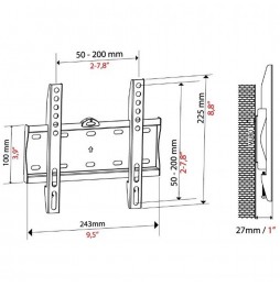 Bravo Staffa TV Fisso 40" VESA 20x20 Max Carico 30Kg Nero