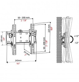Bravo Staffa TV Inclinabile 40" VESA 20x20 Max Carico 30Kg Nero