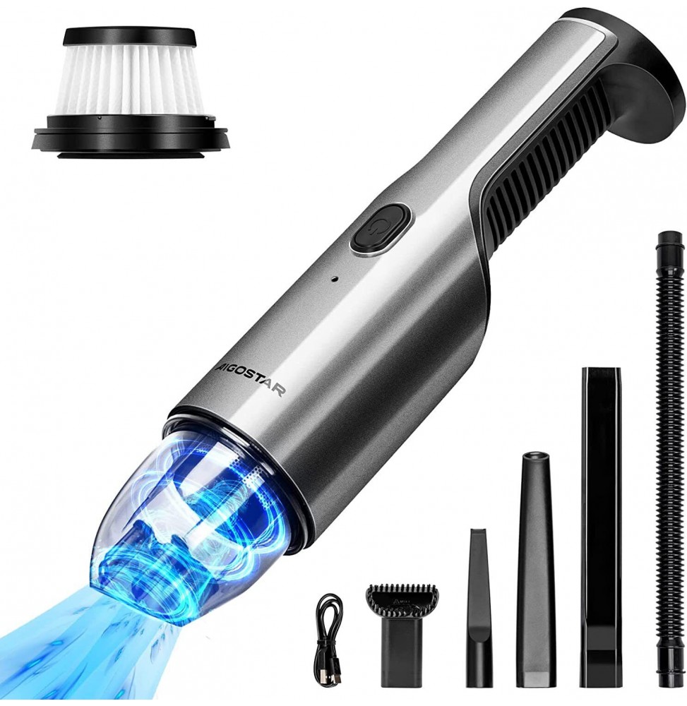 Aigostar Harolds Aspirapolvere portatile per auto con ricaricabile USB e filtro HEPA