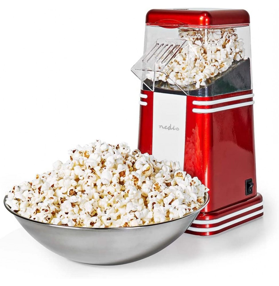 Nedis Macchina PopCorn Party Time Rosso ad aria calda senza olio 1200 Watt