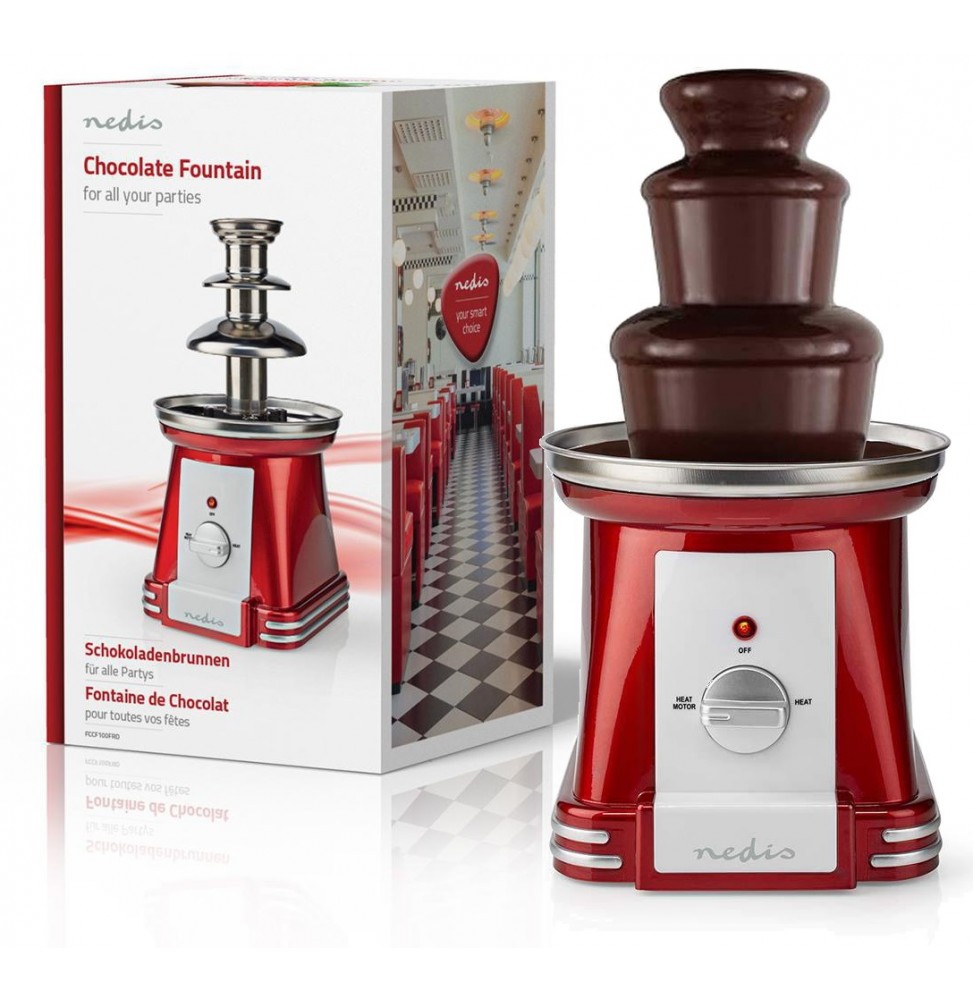 Nedis Fontana Di Cioccolato Party 90w 3 Livelli Lavabile Acciaio Inox Rossa