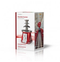 Nedis Fontana Di Cioccolato Party 90w 3 Livelli Lavabile Acciaio Inox Rossa