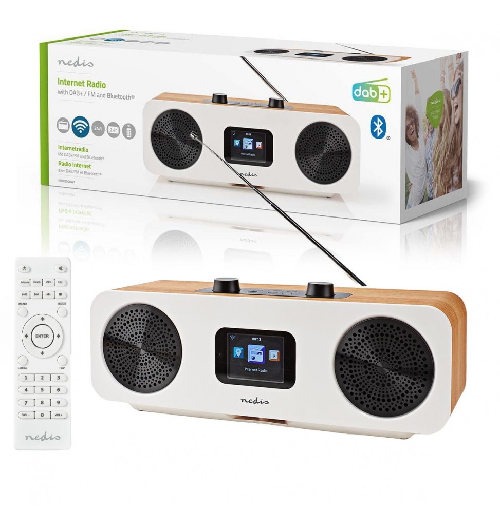 Nedis Radio WEB FM DAB+ Stereo Hi Fi Bluetooth Mp3 Meteo App scaricabile RDIN2500WT