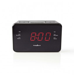 Nedis Radio Sveglia Digitale con display a led 2 allarmi funzione snooze AUX AM FM