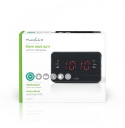 Nedis Radio Sveglia Digitale con display a led 2 allarmi funzione snooze AUX AM FM