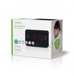 Nedis Radio Sveglia Digitale con display a led 2 allarmi funzione snooze AUX AM FM