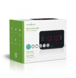 Nedis Radio Sveglia Digitale con display a led 2 allarmi funzione snooze AUX AM FM