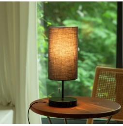 Aigostar Lampada da tavolo comodino moderna in metallo e tessuto ricarica smartphone USB