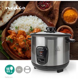 Nedis Cuoci Riso Acciaio Inox Satinato 1 Litro 400 Watt Antiaderente Estraibile