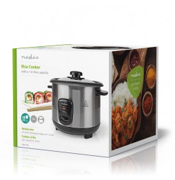 Nedis Cuoci Riso Acciaio Inox Satinato 1 Litro 400 Watt Antiaderente Estraibile