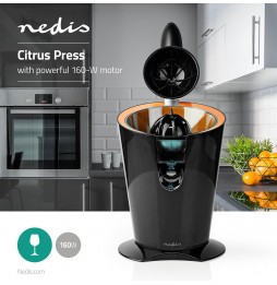 Nedis Spremiagrumi Elettrico a Leva 160W Nero Opaco 2 Coni Funzione Antigoccia