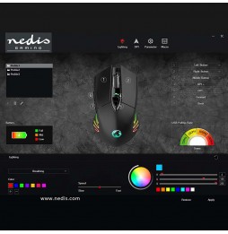 Nedis Mouse Gaming Wireless e Cablato RGB 7 Tasti 10000 DPI Ricaricabile
