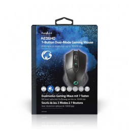 Nedis Mouse Gaming Wireless e Cablato RGB 7 Tasti 10000 DPI Ricaricabile