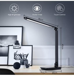 Aigostar Lampada Scrivania LED 8W Dimmer 5 CCT Ricarica Wireless USB Touch
