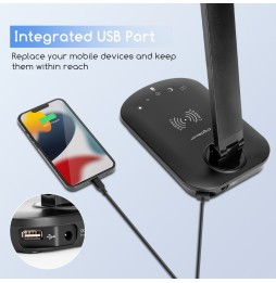 Aigostar Lampada Scrivania LED 8W Dimmer 5 CCT Ricarica Wireless USB Touch