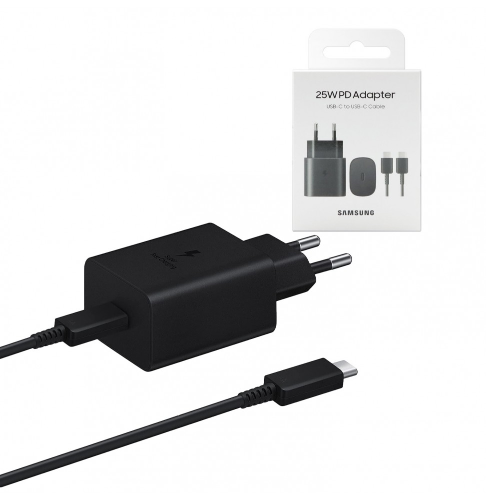 Samsung Ep-Ta800X Caricabatterie Super Fast Charging 25W, Porta USB-C con Cavo Nero