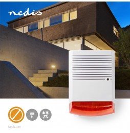 Nedis Sirena Allarme Finta Esterno LED Lampeggiante IP44 Antifurto Bianco Arancione