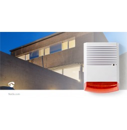 Nedis Sirena Allarme Finta Esterno LED Lampeggiante IP44 Antifurto Bianco Arancione