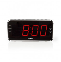 Nedis Radio Sveglia Digitale con display a led 2 allarmi funzione snooze USB AUX AM FM
