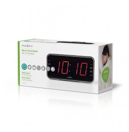 Nedis Radio Sveglia Digitale con display a led 2 allarmi funzione snooze USB AUX AM FM