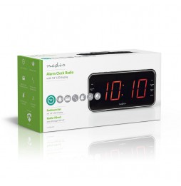 Nedis Radio Sveglia Digitale con display a led 2 allarmi funzione snooze USB AUX AM FM