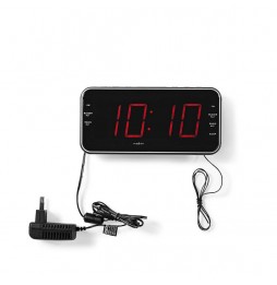 Nedis Radio Sveglia Digitale con display a led 2 allarmi funzione snooze USB AUX AM FM