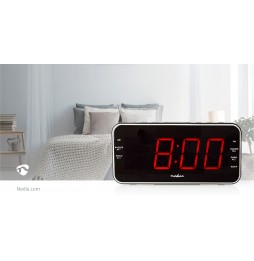 Nedis Radio Sveglia Digitale con display a led 2 allarmi funzione snooze USB AUX AM FM