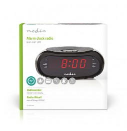 Nedis Radio Sveglia Digitale con display a led 2 allarmi funzione snooze AUX AM FM