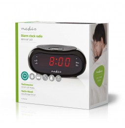 Nedis Radio Sveglia Digitale con display a led 2 allarmi funzione snooze AUX AM FM