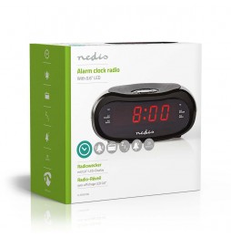 Nedis Radio Sveglia Digitale con display a led 2 allarmi funzione snooze AUX AM FM