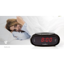 Nedis Radio Sveglia Digitale con display a led 2 allarmi funzione snooze AUX AM FM