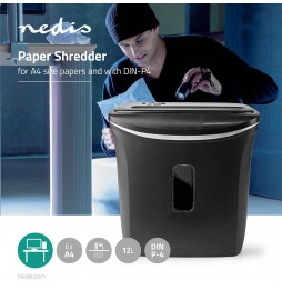 Nedis Distruggi Documenti A4 e Carte di credito Ufficio fino a 6 fogli 12 Litri 300W