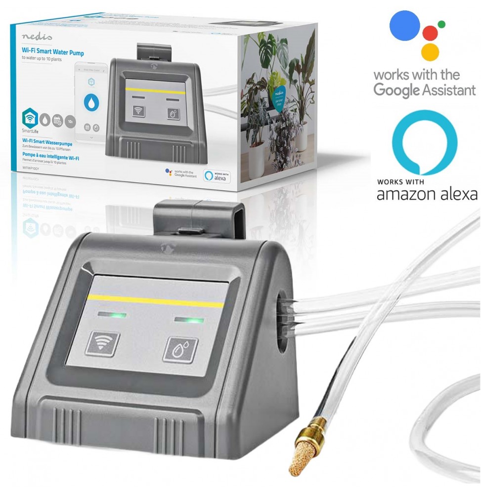 Nedis Pompa acqua Smart Irrigazione automatica Wi-Fi A batteria ricarica USB IPX3 0.3 bar