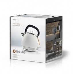 Nedis Bollitore elettrico Vintage 1,8 Litri Filtro Protezione a Seco morbido al tatto Bianco 2200 Watt