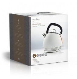 Nedis Bollitore elettrico Vintage 1,8 Litri Filtro Protezione a Seco morbido al tatto Bianco 2200 Watt