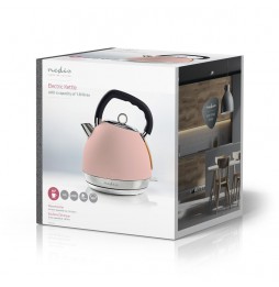 Nedis Bollitore elettrico Vintage 1,8 Litri Filtro Protezione a Seco morbido al tatto Rosa 2200 Watt
