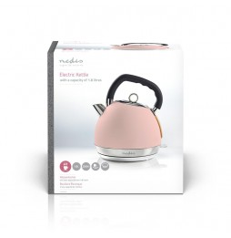 Nedis Bollitore elettrico Vintage 1,8 Litri Filtro Protezione a Seco morbido al tatto Rosa 2200 Watt