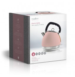 Nedis Bollitore elettrico Vintage 1,8 Litri Filtro Protezione a Seco morbido al tatto Rosa 2200 Watt
