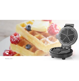 Nedis Macchina Waffle Maker Party Piastra 19cm Antiaderente Cuore 1000W KAWP100BK