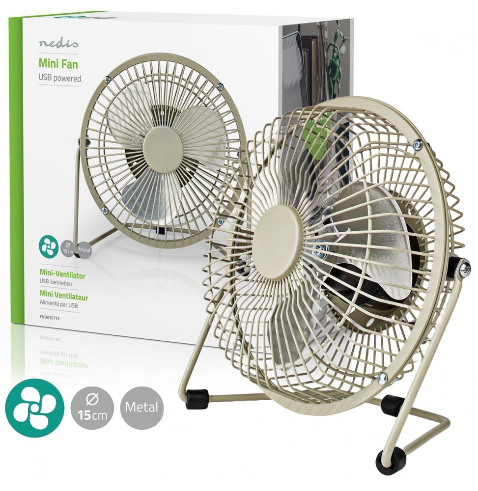 Nedis Ventilatore da scrivania tavolo computer pc alimentazione USB 3 Watt 15 Cm Grigio