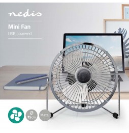 Nedis Ventilatore da scrivania tavolo computer pc alimentazione USB 3 Watt 15 Cm Acciaio