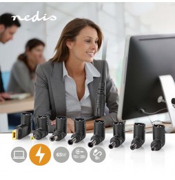 Nedis Alimentatore Universale PC Portatile Caricabatteria Notebook 8 attacchi 65 Watt