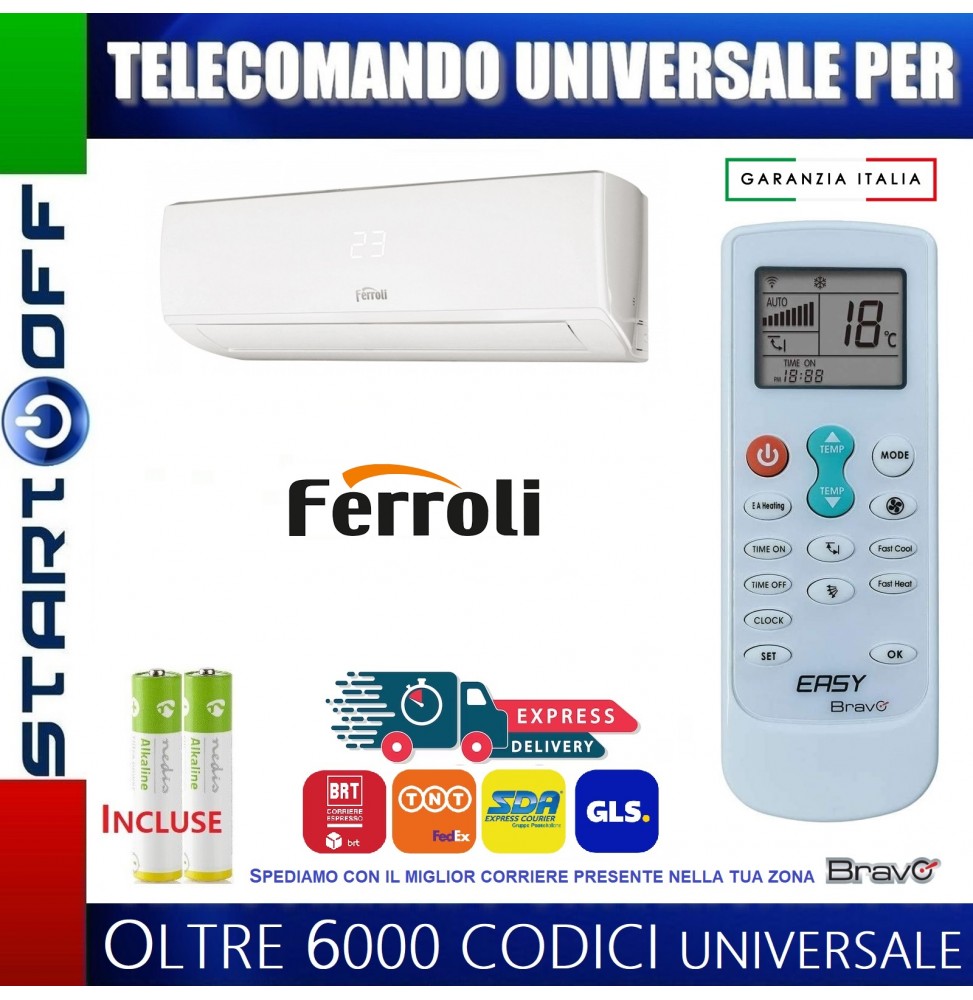 TELECOMANDO UNIVERSALE PER FERROLI CONDIZIONATORE CLIMATIZZATORE D'ARIA