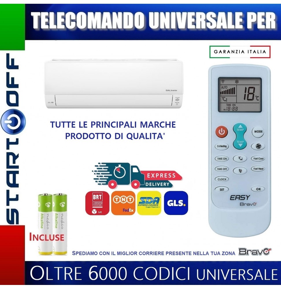 TELECOMANDO UNIVERSALE PER CLIMATIZZATORE CONDIZIONATORE D'ARIA