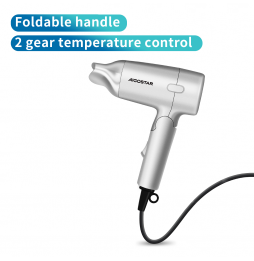 Aigostar Asciugacapelli da Viaggio Professionale Pieghevole 1200Watt Argento