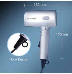Aigostar Asciugacapelli da Viaggio Professionale Pieghevole 1200Watt Argento