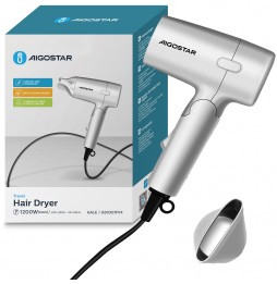 Aigostar Asciugacapelli da Viaggio Professionale Pieghevole 1200Watt Argento